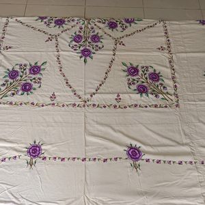 Unused Cotton Double Bedsheet With Embroidery