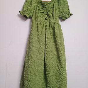 Embossed Soft Olive coloured Dress