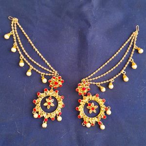 🔴Price Drop Long Round Earrings Jhumka Red/Gold