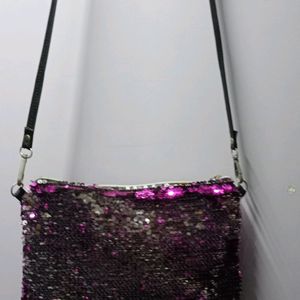 Pink And Silver Sequence Bag...