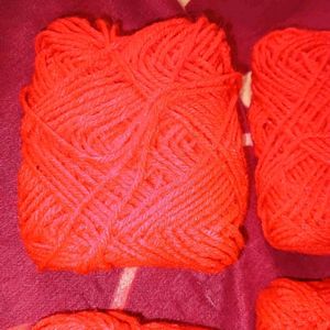 Set Of Six Red Wool