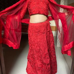 Red Mirror Work Lehenga