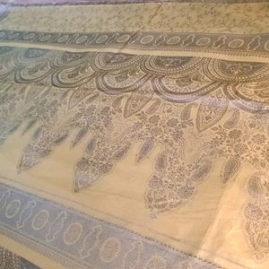 Elegant Copper Shade Saree With Grey Woven Work