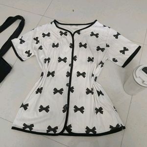 Cute Korean Bow Pinteresty Pj Night Top