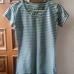 Girls Black & White Striped Top