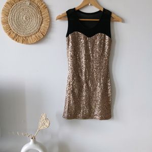 Beautiful Dull Gold Sequin Mini Dress From Europe