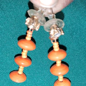 Orange Stone JHUMKI with White Diamond