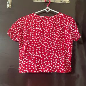 Red Tie Knot Crop Top