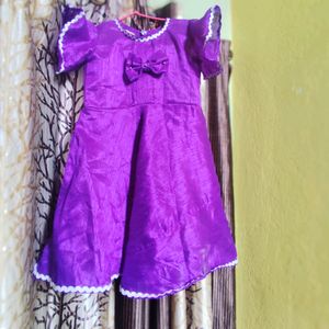 Purple Frock With Bow for Kids