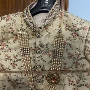 Wedding Sherwani With Saafa, Necklace