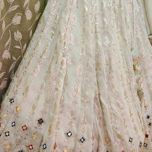 Off White Engagement Lehnga