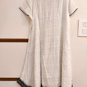 Biba 38 Size Kurti In High Low Pattern Kaftan Style Silver Zari All Over