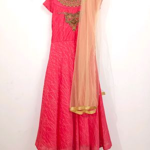 Ethnic Gown - Coral Colour