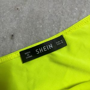 shein neon fitted one shoulder crop top