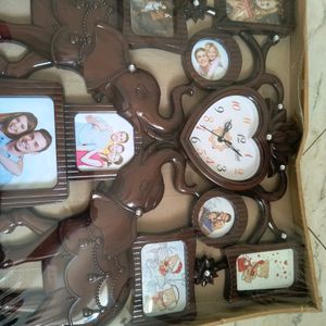 Family Photo Frame With Clock Wall Hanging