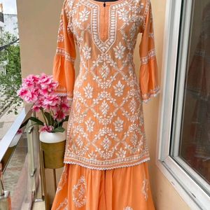 Chickenkari Kurta With Garara Set