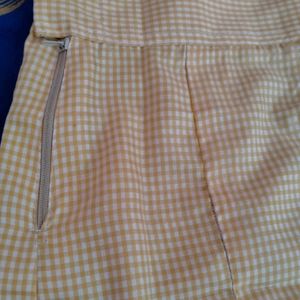 yellow checks cute mini tennis skirt