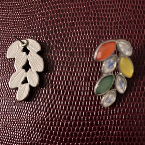 Multicolour oxidised leaf shaped earrings