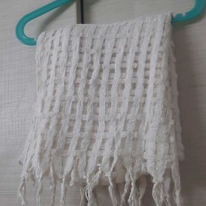 2 square net pattern shawl-blue,white