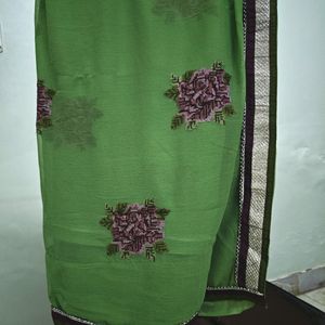 Olive Colour Saree For Daily Purpose