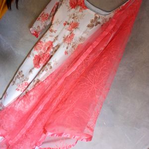 Full Flaired Geogratte Anarkali With Dupatta