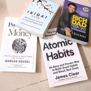 Ikigai+ Atomic Habits+ Money + Rich Dad Book