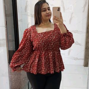 Plus Size Floral peplum top