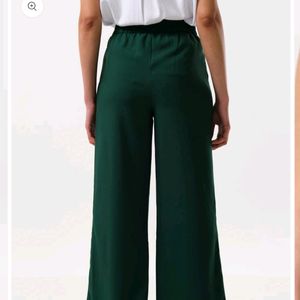 Wide Leg Green Color Bottom Flared And High Waist