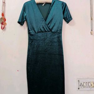 Zara Green Velvet Dress