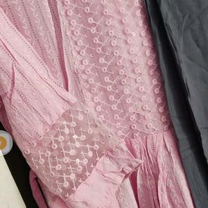 Pure Cotton Pink Kurta Set