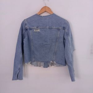 Light Blue Ripped Denim Jacket (Women's)