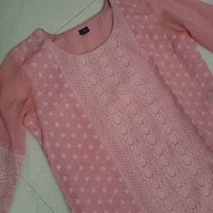 Pink Chikankari Kurta