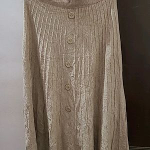 Long Woollen Flare Skirt Off-white Blush/nude Colo