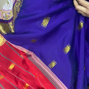 Red Blue Golden Shade Silk Saree