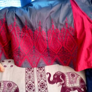 Beautiful Ethnic Gown Grey With Maroon Combination