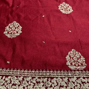 Indo Era Red Embroidered Kurta With Plazzo Set