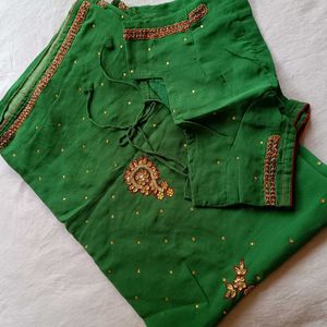 Green Red Saree