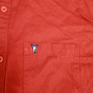 Red Cotton Branded Shirt