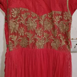 Ethnic Wear Gown In Peach Colour With Diamond Work