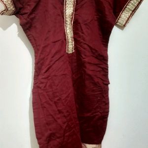 Plain Printed And Laced Kurta..