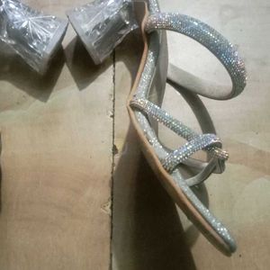 Silver And Transparent Heel Sandal