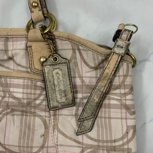 COACH Coded Beige Pink Shoulder Bag