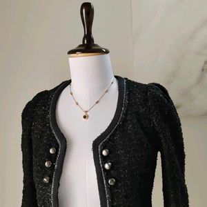 🆕 Black Glitter Blazer With Hooks For Parties