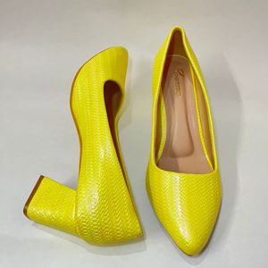 Holographic Lemon Colour Heel's For Women