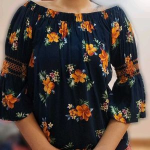 Pantaloons Off Shoulder Floral Top Size- S