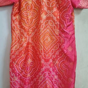 Chanderi SILK Bandhani Short Kurti