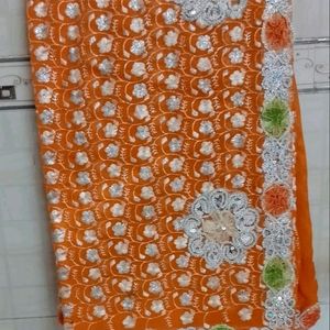 Orange Heavy Work Saree