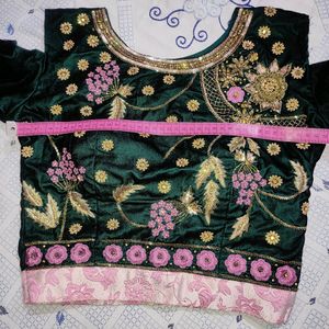 Green Padded Blouse (Pink & Golden Work)