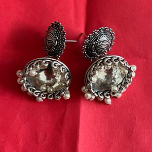 Hand Painted Red Meenakari Jhumki