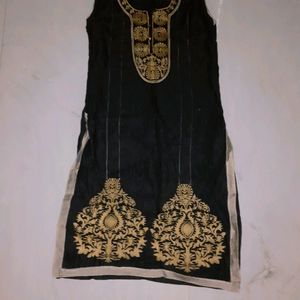 Black Golden Embroidery Kurti